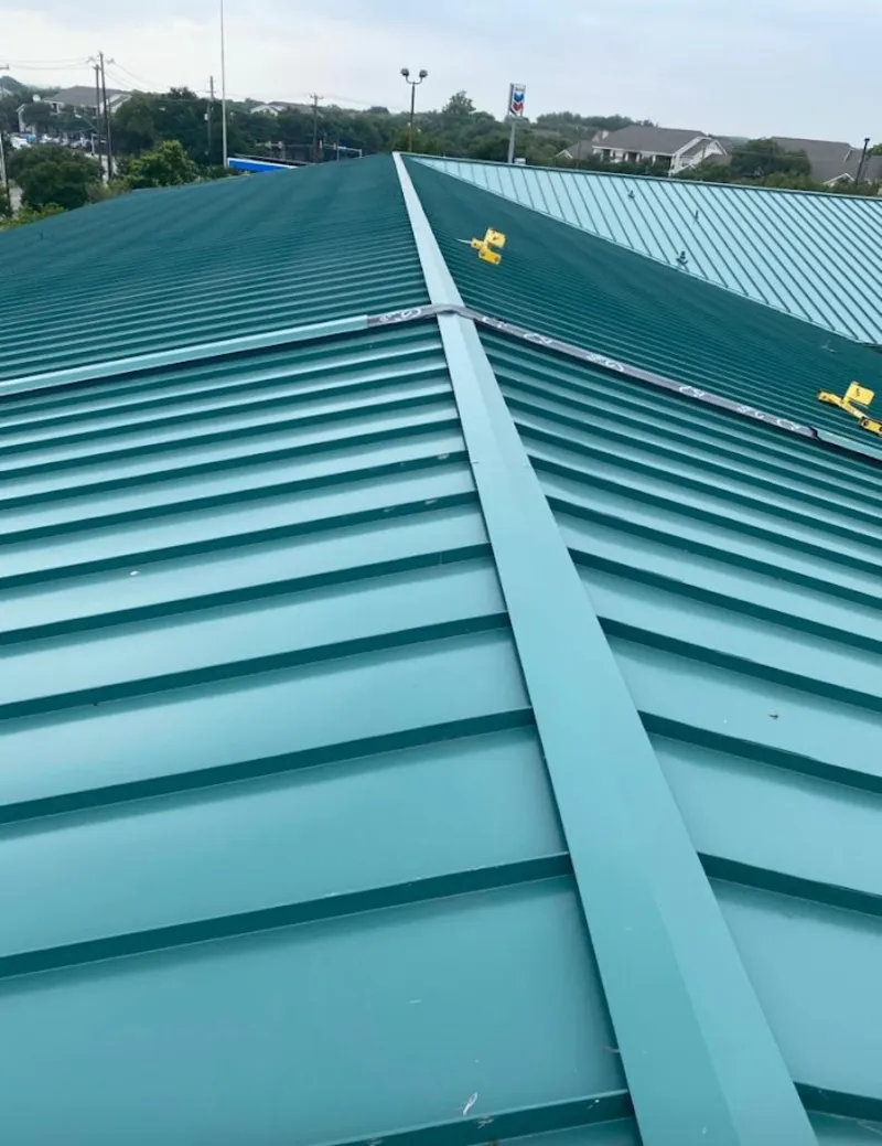 Green commercial metal roof ridge and valley for Metal Roof Repair in Kathleen